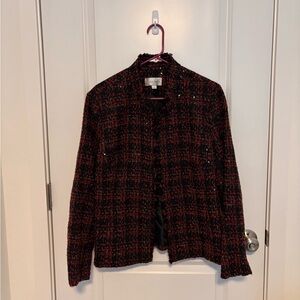 Erin London Black Red Tweed Blazer